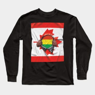 Bolivia Flag Canadian Flag Ripped - Gift for Bolivian From Bolivia Long Sleeve T-Shirt